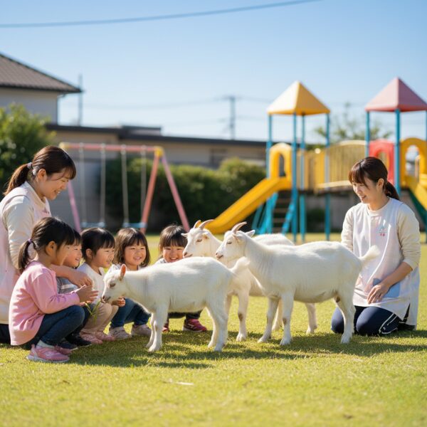 保育園・幼稚園でのヤギふれあい
