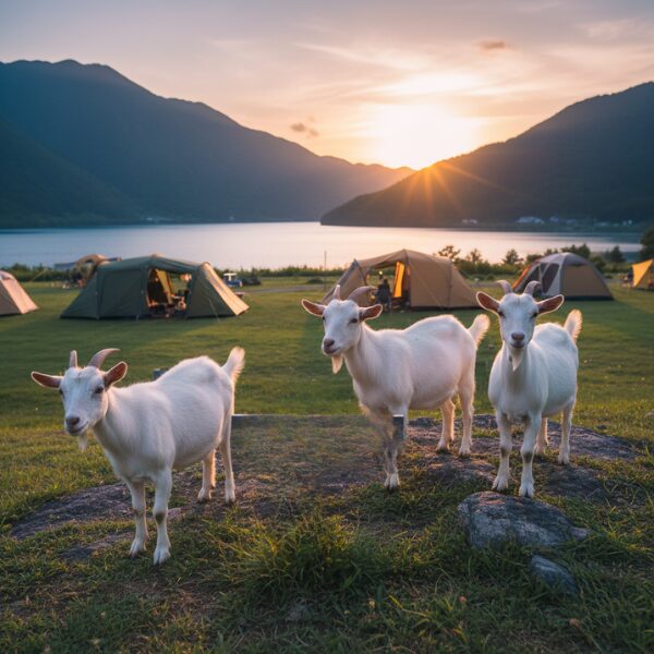 観光地やキャンプ場でのヤギレンタル事例